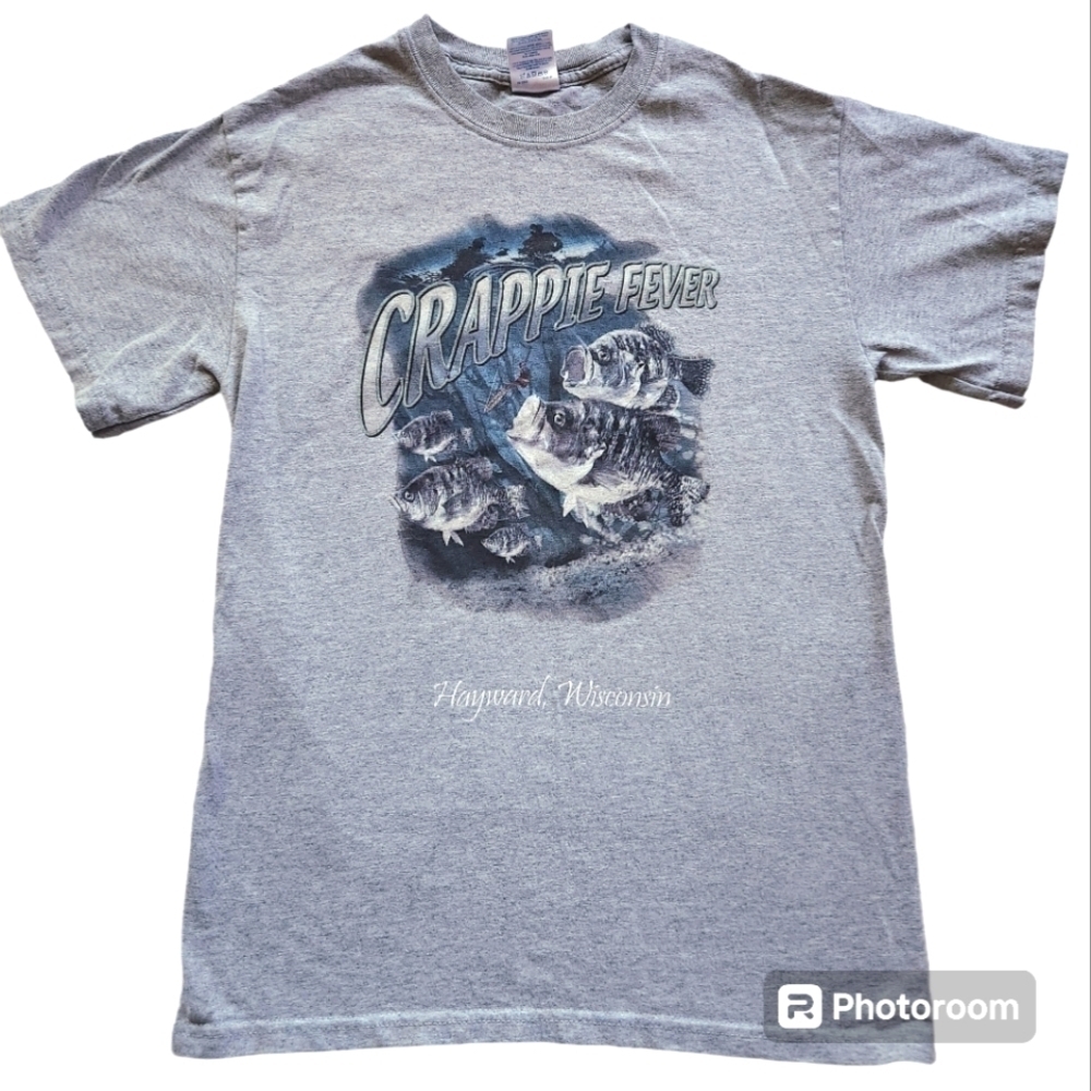 Wisconsin Crappie Fever Nature Fishing Tshirt sz S